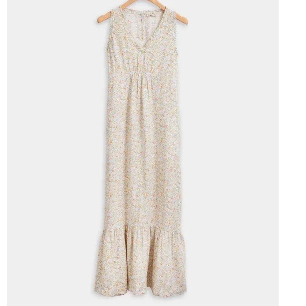 Faherty Sapphira Maxi Linen Dress Wildflower Ditsy Small Cottagecore Flowy